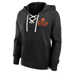 Cincinnati Bengals Women's Blitz Left Lace-Up Pullover Hoodie Black