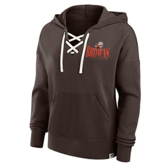 Cleveland Browns Women's Blitz Left Lace-Up Pullover Hoodie Brown