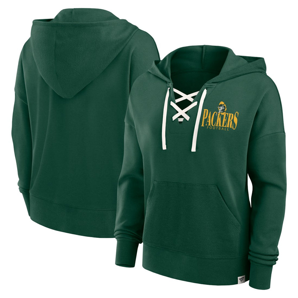 Green Bay Packers Women's Blitz Left Lace-Up Pullover Hoodie Green