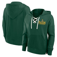 Green Bay Packers Women's Blitz Left Lace-Up Pullover Hoodie Green