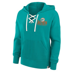 Miami Dolphins Women's Blitz Left Lace-Up Pullover Hoodie Aqua