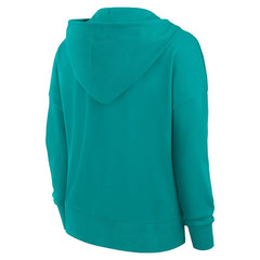 Miami Dolphins Women's Blitz Left Lace-Up Pullover Hoodie Aqua