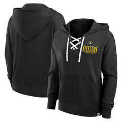 Pittsburgh Steelers Women's Blitz Left Lace-Up Pullover Hoodie Black