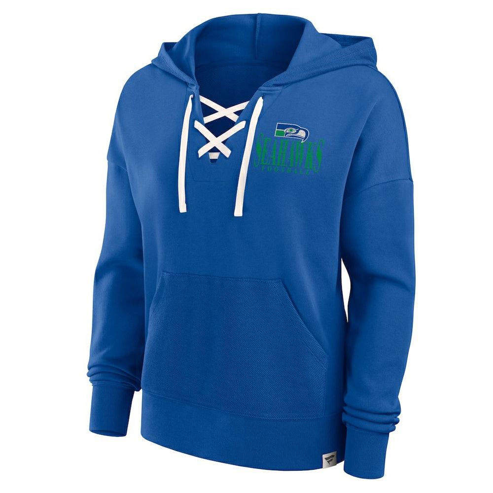 Seattle Seahawks Women's Blitz Left Lace-Up Pullover Hoodie Royal