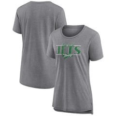 New York Jets Women's Up the Middle Tri-Blend T-Shirt Heather Gray