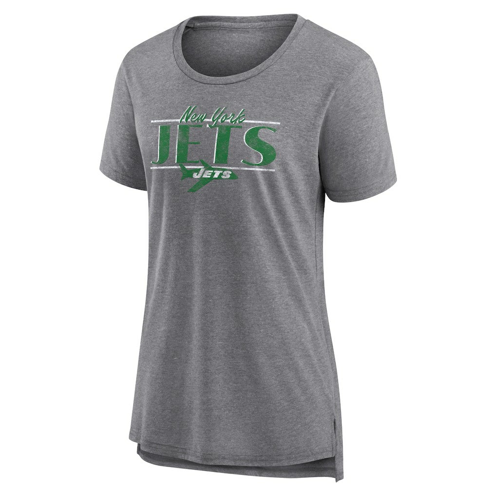 New York Jets Women's Up the Middle Tri-Blend T-Shirt Heather Gray