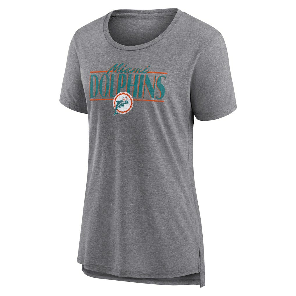 Miami Dolphins Women's Up the Middle Tri-Blend T-Shirt Heather Gray