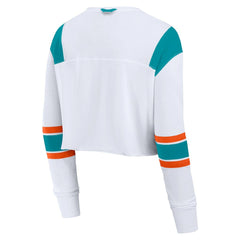 Miami Dolphins Women's Stretch Cropped Fashion Long Sleeve T-Shirt White