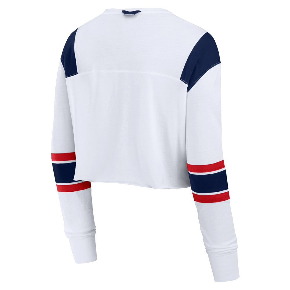 Tennessee Titans Women's Stretch Cropped Fashion Long Sleeve T-Shirt White