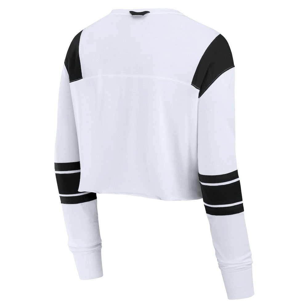 Cincinnati Bengals Women's Stretch Cropped Fashion Long Sleeve T-Shirt White