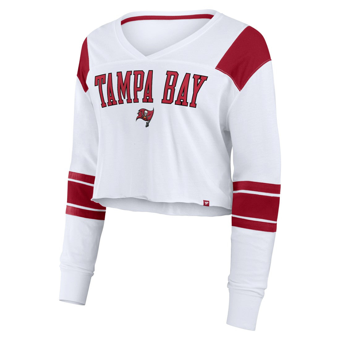 Tampa Bay Buccaneers Women's Stretch Cropped Fashion Long Sleeve T-Shirt White