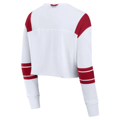 Tampa Bay Buccaneers Women's Stretch Cropped Fashion Long Sleeve T-Shirt White