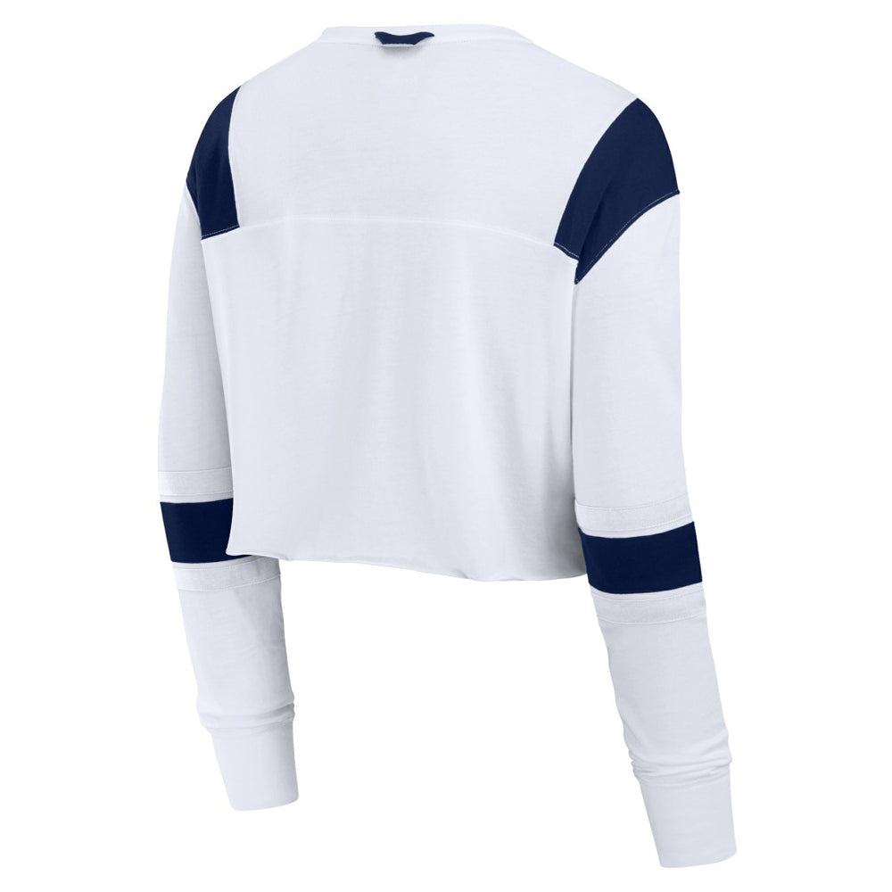 Seattle Seahawks Women's Stretch Cropped Fashion Long Sleeve T-Shirt White