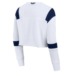 Seattle Seahawks Women's Stretch Cropped Fashion Long Sleeve T-Shirt White