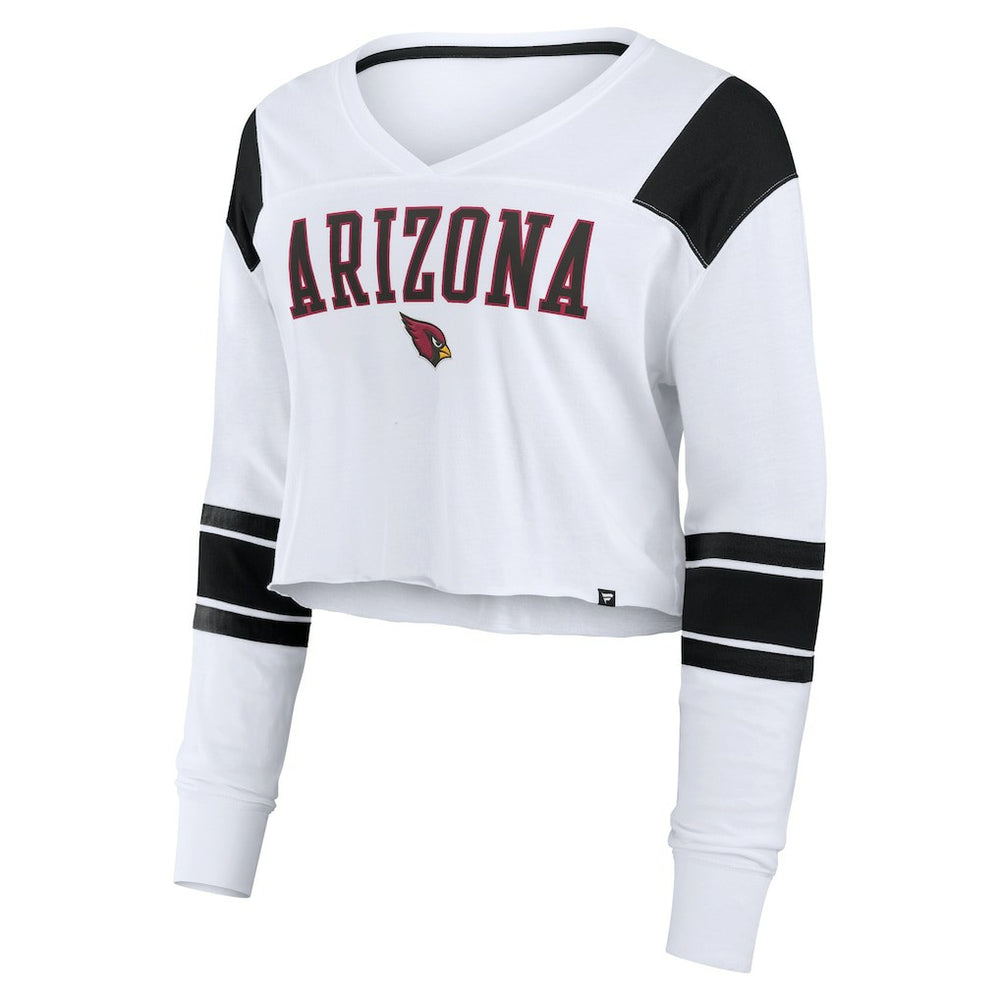 Arizona Cardinals Women's Stretch Cropped Fashion Long Sleeve T-Shirt White