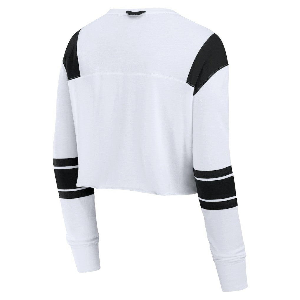 Arizona Cardinals Women's Stretch Cropped Fashion Long Sleeve T-Shirt White