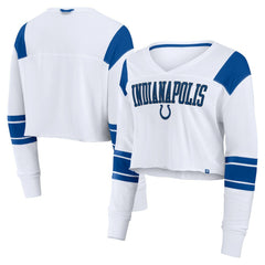 Indianapolis Colts Women's Stretch Cropped Fashion Long Sleeve T-Shirt White