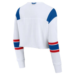Buffalo Bills Women's Stretch Cropped Fashion Long Sleeve T-Shirt White