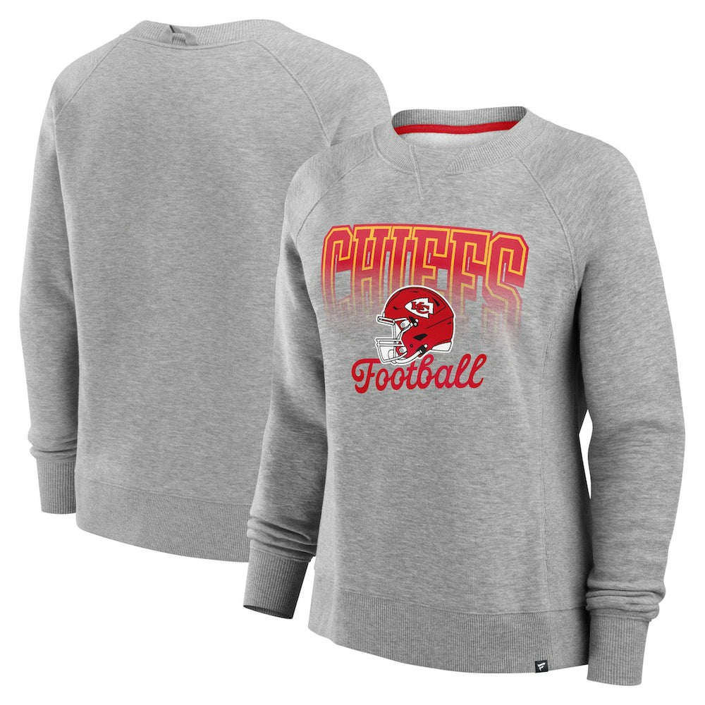Kansas City Chiefs Women's Hit Hard Fleece Pullover Sweatshirt Heather Gray