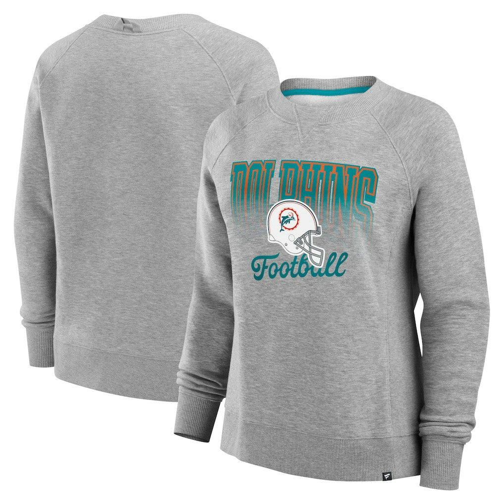 Miami Dolphins Women's Hit Hard Fleece Pullover Sweatshirt Heather Gray