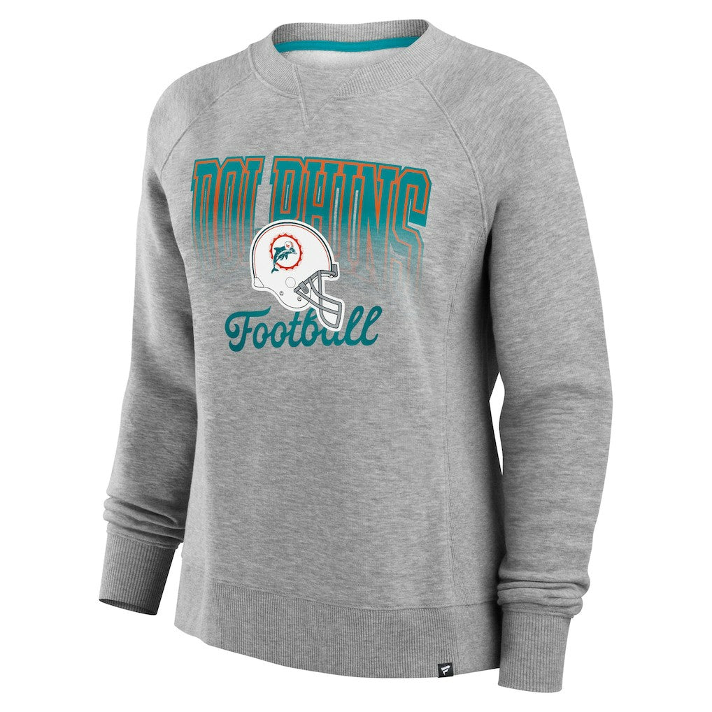 Miami Dolphins Women's Hit Hard Fleece Pullover Sweatshirt Heather Gray