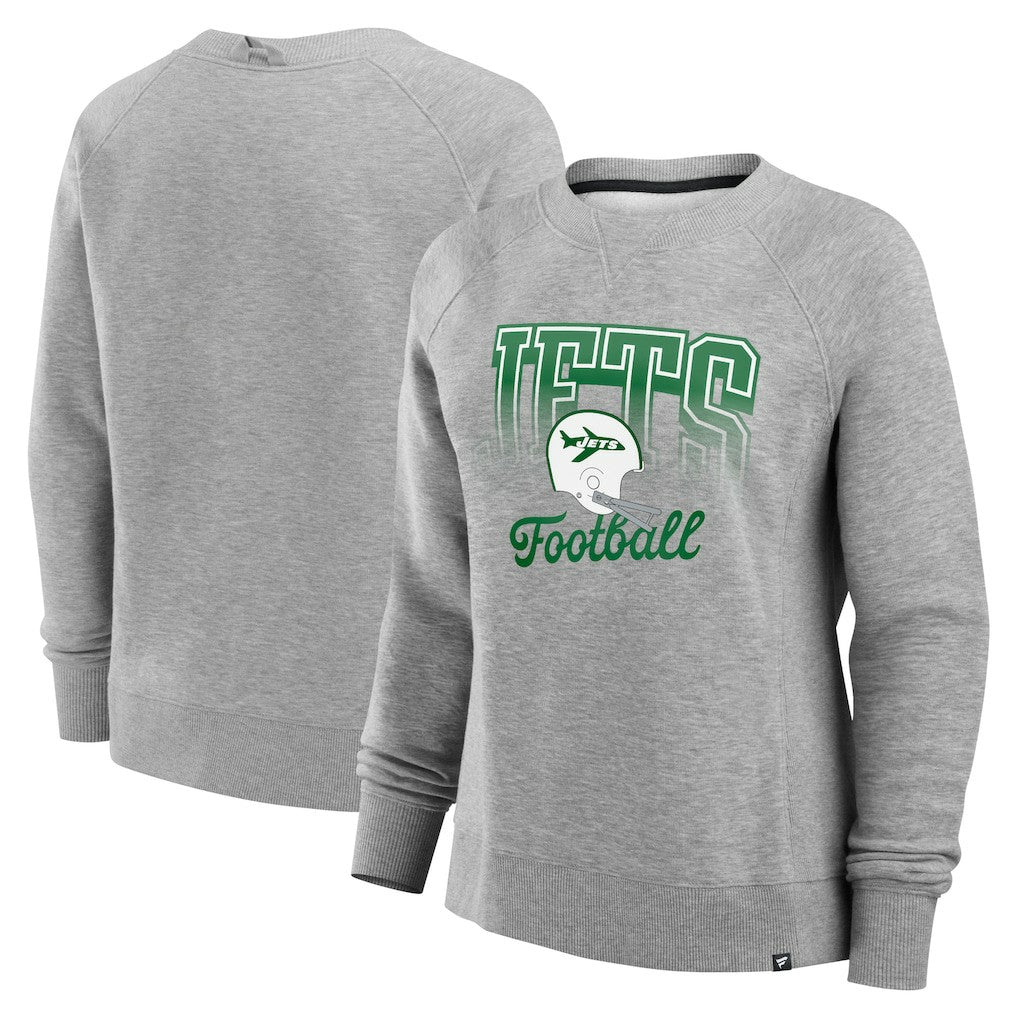 New York Jets Women's Hit Hard Fleece Pullover Sweatshirt Heather Gray