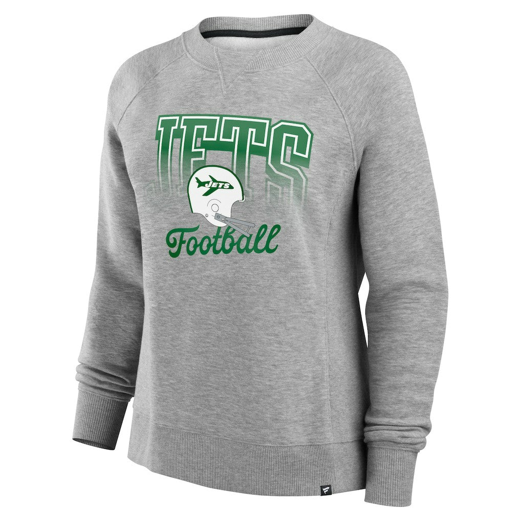 New York Jets Women's Hit Hard Fleece Pullover Sweatshirt Heather Gray