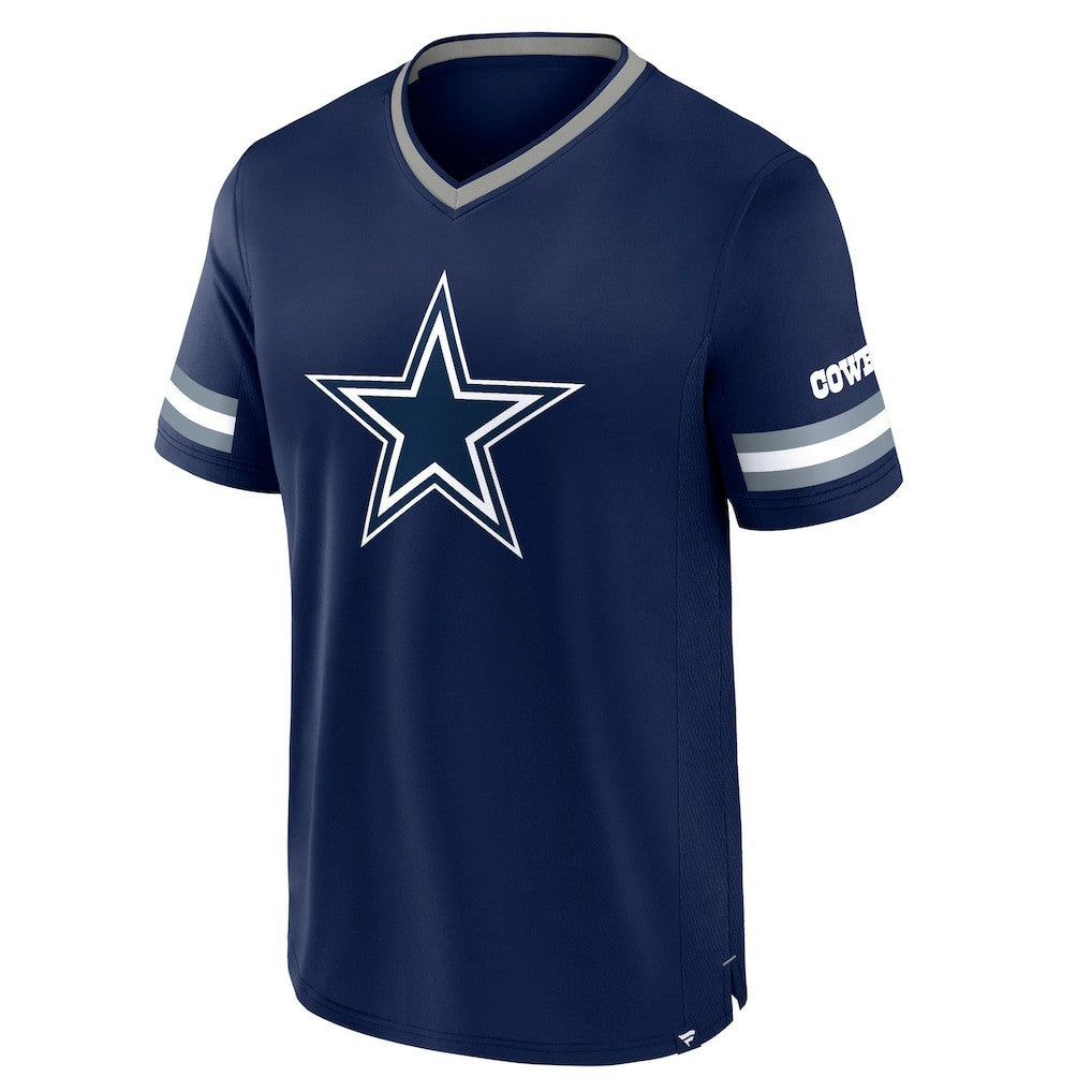 Dallas Cowboys Stripe Stacking V-Neck T-Shirt Navy