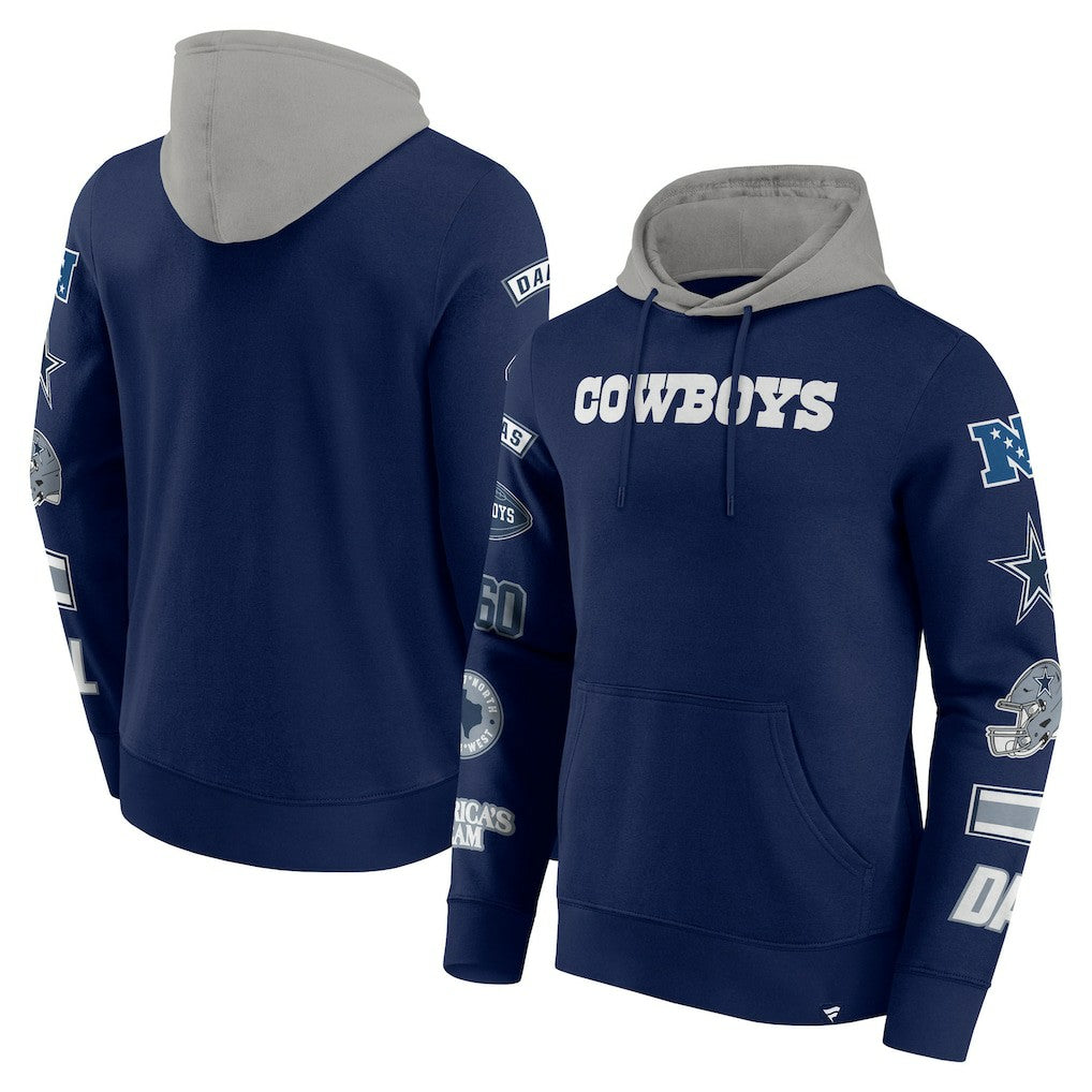 Dallas Cowboys Patched Out Pullover Hoodie Navy/Silver