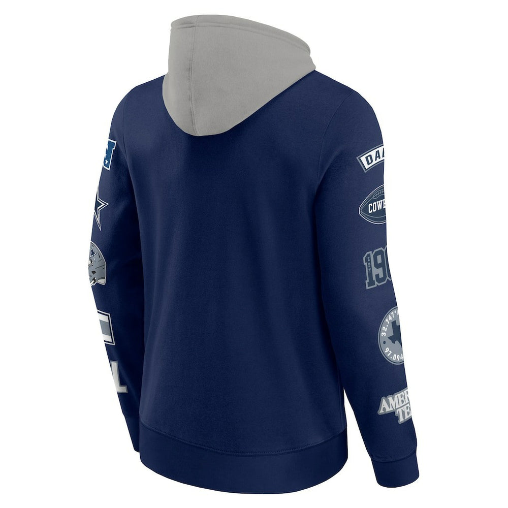 Dallas Cowboys Patched Out Pullover Hoodie Navy/Silver