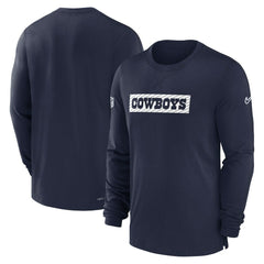 Dallas Cowboys 2024/25 Sideline Player Tri-Blend Performance Long Sleeve T-Shirt Navy