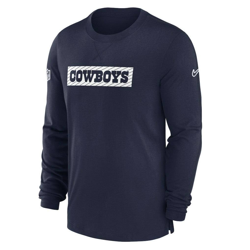 Dallas Cowboys 2024/25 Sideline Player Tri-Blend Performance Long Sleeve T-Shirt Navy