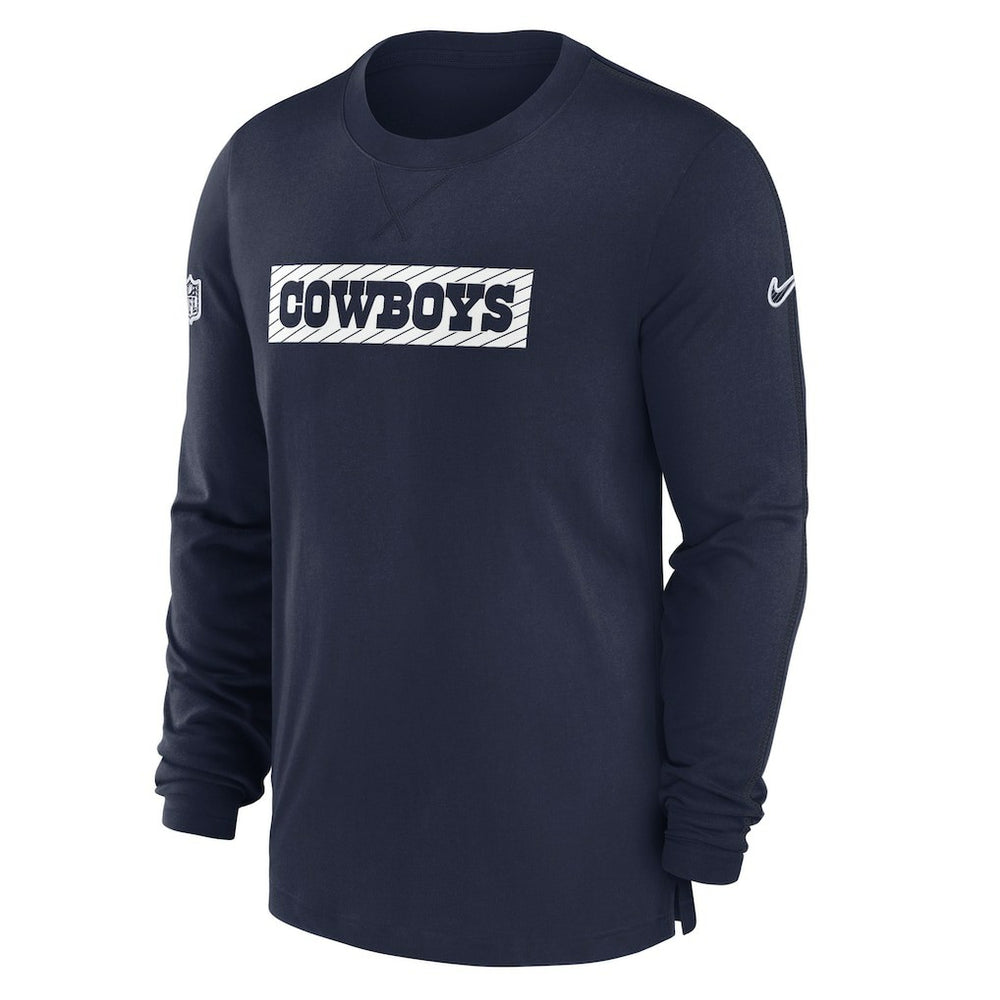 Dallas Cowboys 2024/25 Sideline Player Tri-Blend Performance Long Sleeve T-Shirt Navy