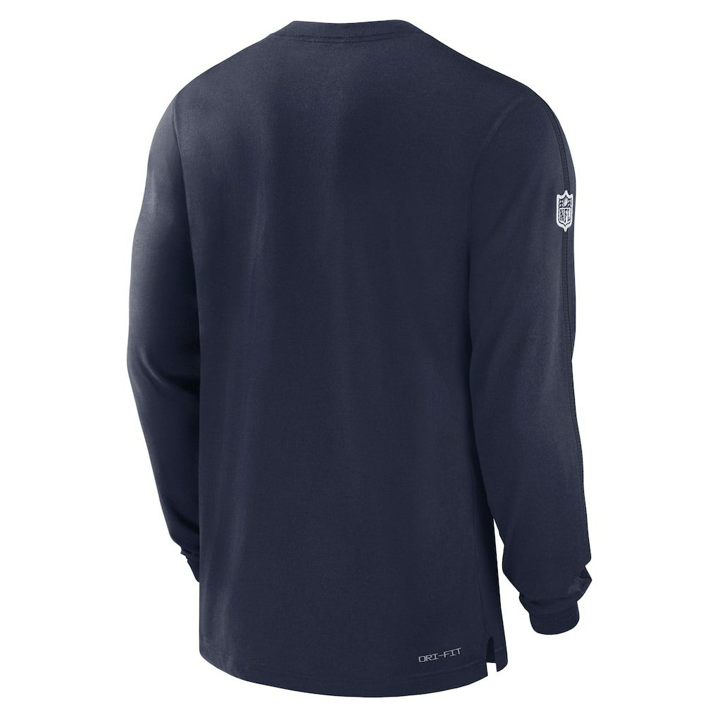 Dallas Cowboys 2024/25 Sideline Player Tri-Blend Performance Long Sleeve T-Shirt Navy