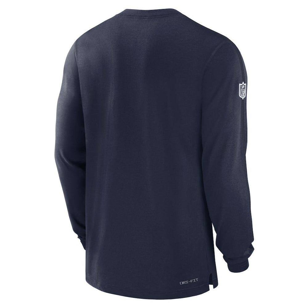 Dallas Cowboys 2024/25 Sideline Player Tri-Blend Performance Long Sleeve T-Shirt Navy