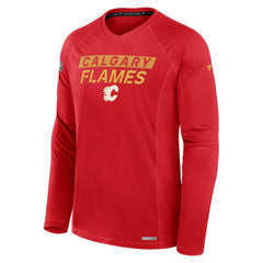 NHL Calgary Flames Fanatics Authentic Pro Rink Tech Long Sleeve T-Shirt - Red