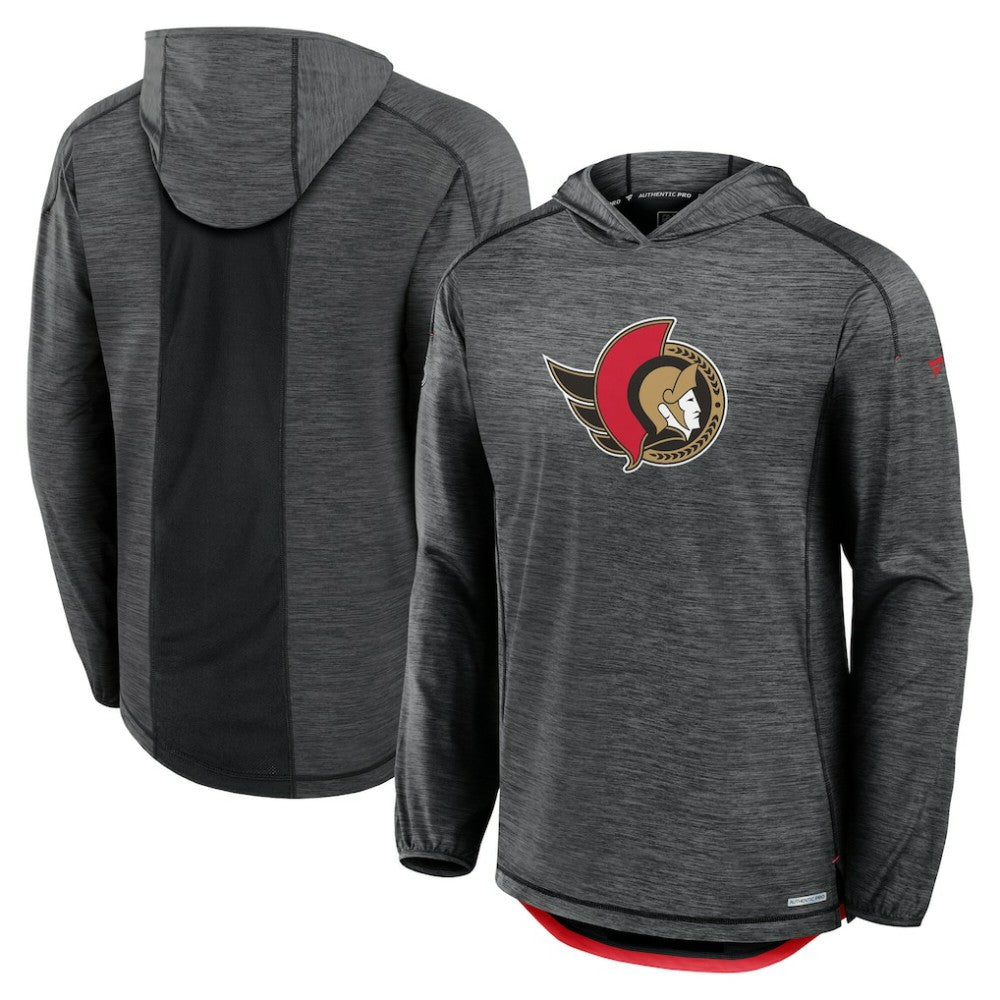 NHL Ottawa Senators Fanatics Authentic Pro Rink Lightweight Pullover Hoodie - Black