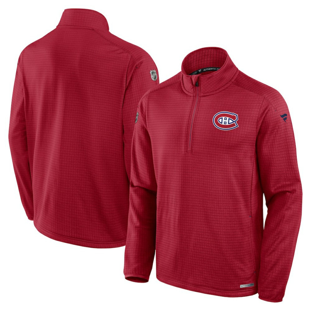 NHL Montreal Canadiens Fanatics Authentic Pro Rink Quarter-Zip Jacket - Red