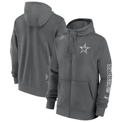 Dallas Cowboys Primetime Club Full-Zip Hoodie Charcoal