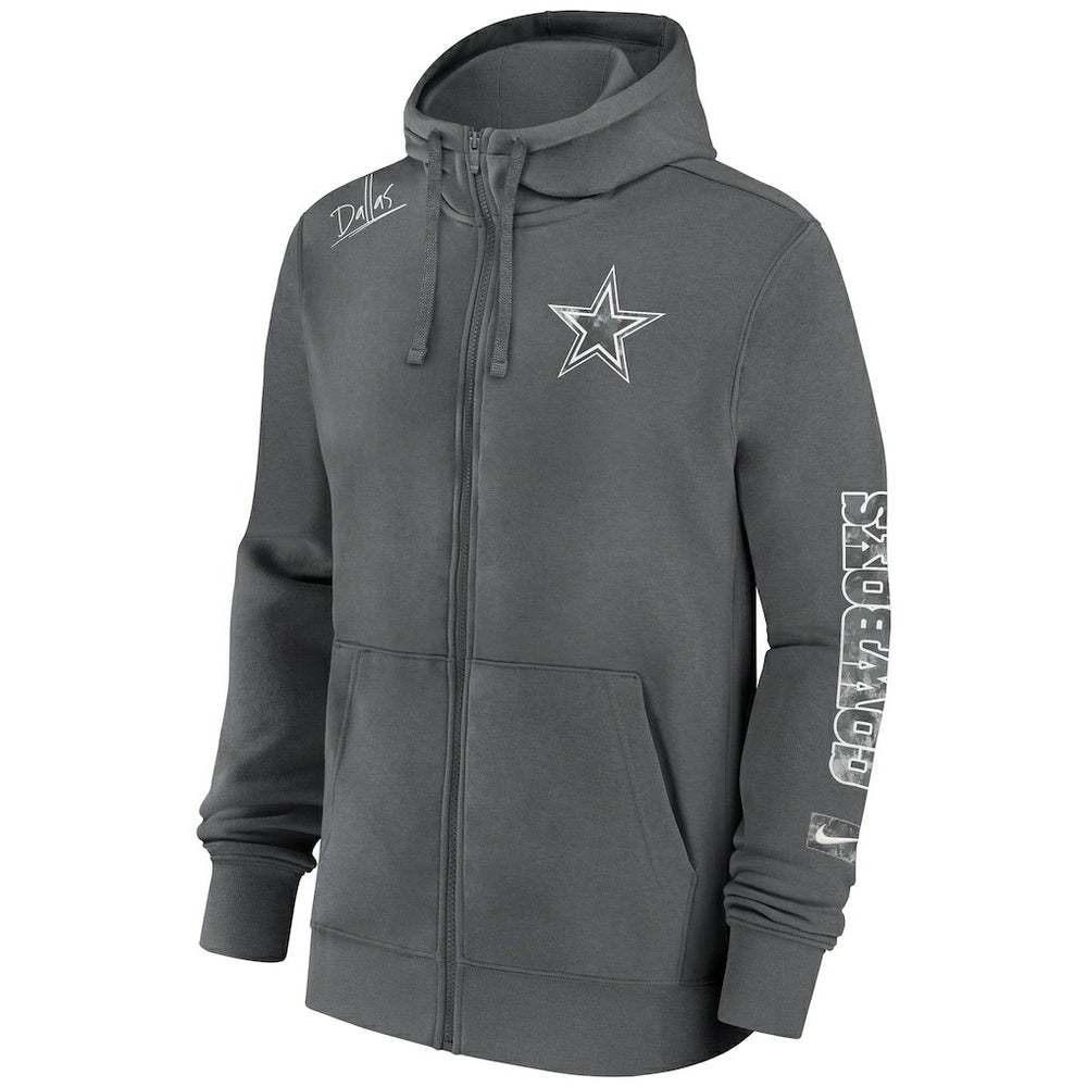 Dallas Cowboys Primetime Club Full-Zip Hoodie Charcoal
