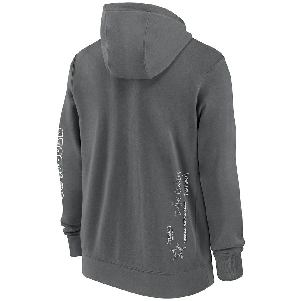Dallas Cowboys Primetime Club Full-Zip Hoodie Charcoal