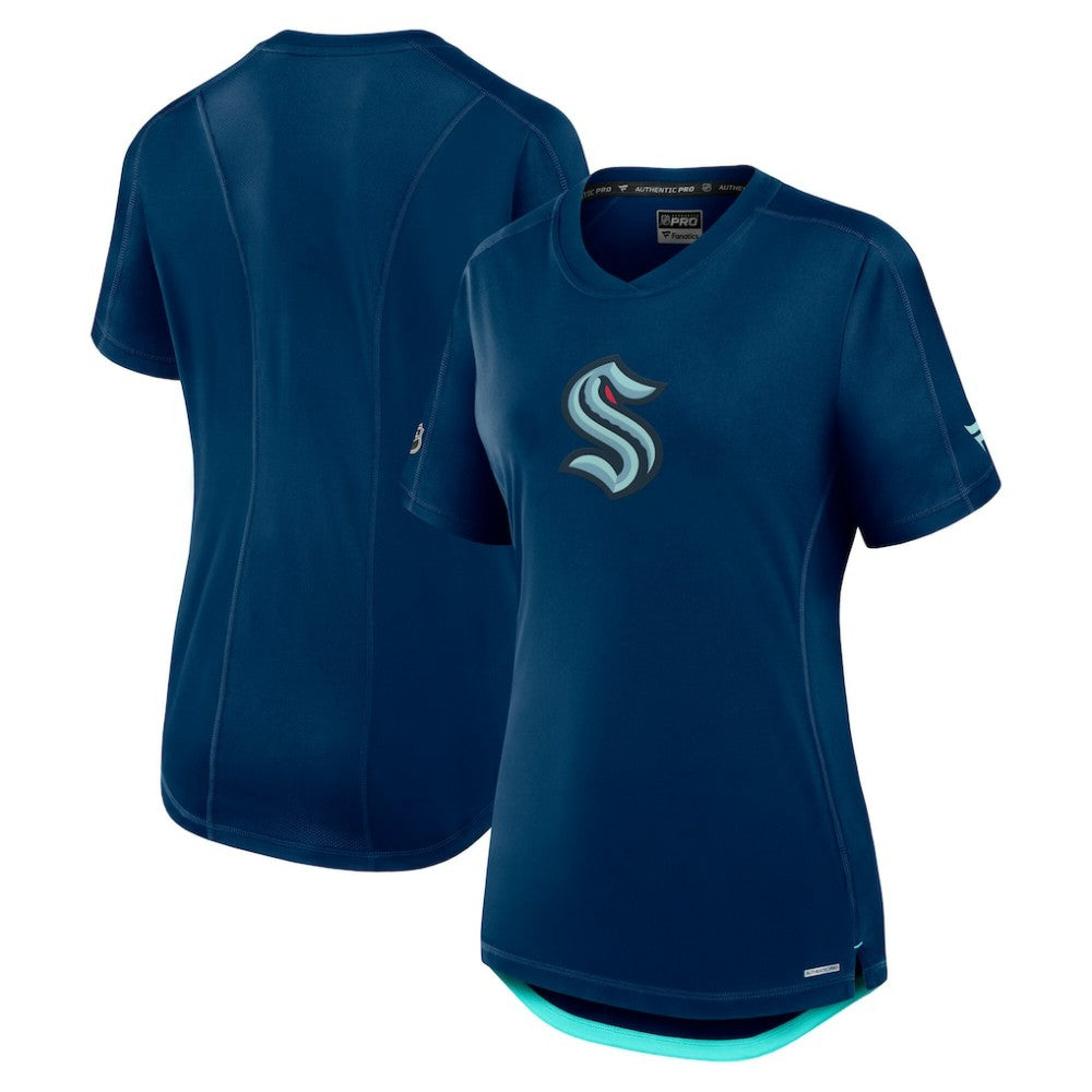 NHL Seattle Kraken Fanatics Women's Authentic Pro Rink T-Shirt - Deep Sea Blue