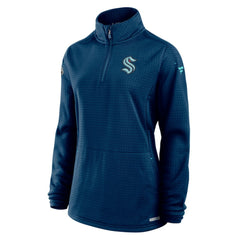 NHL Seattle Kraken Fanatics Women's Authentic Pro Rink Lightweight Quarter-Zip Pullover Sweatshirt - Deep Sea Blue