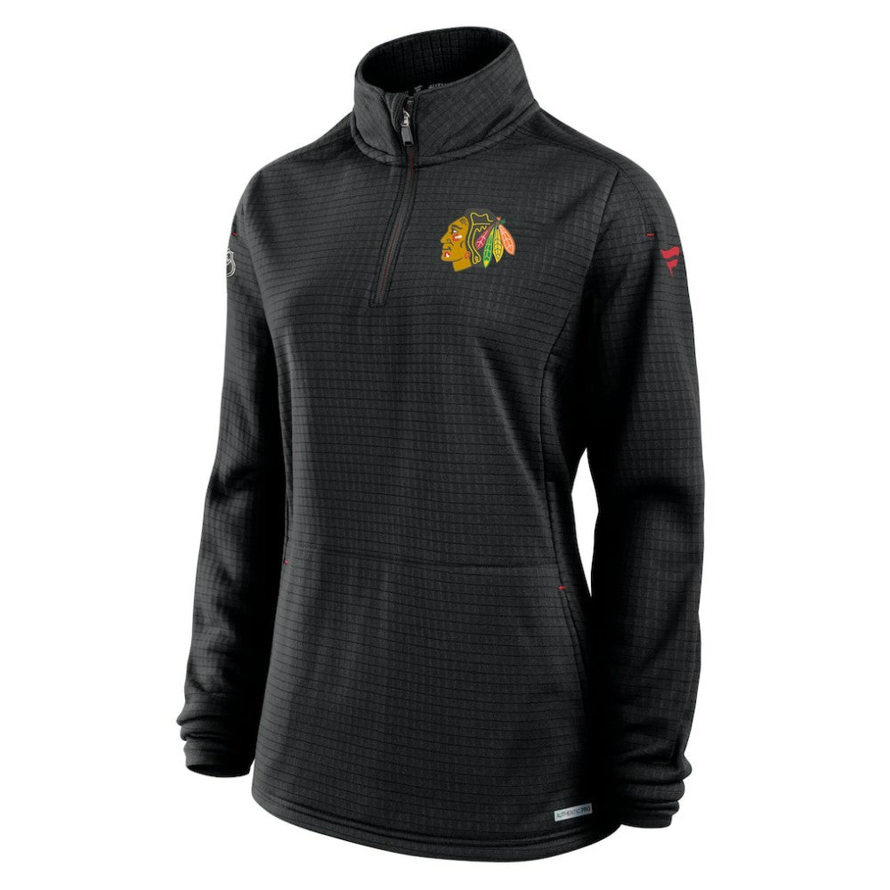 NHL Chicago Blackhawks Fanatics Women's Authentic Pro Rink Lightweight Quarter-Zip Pullover Sweatshirt - Black