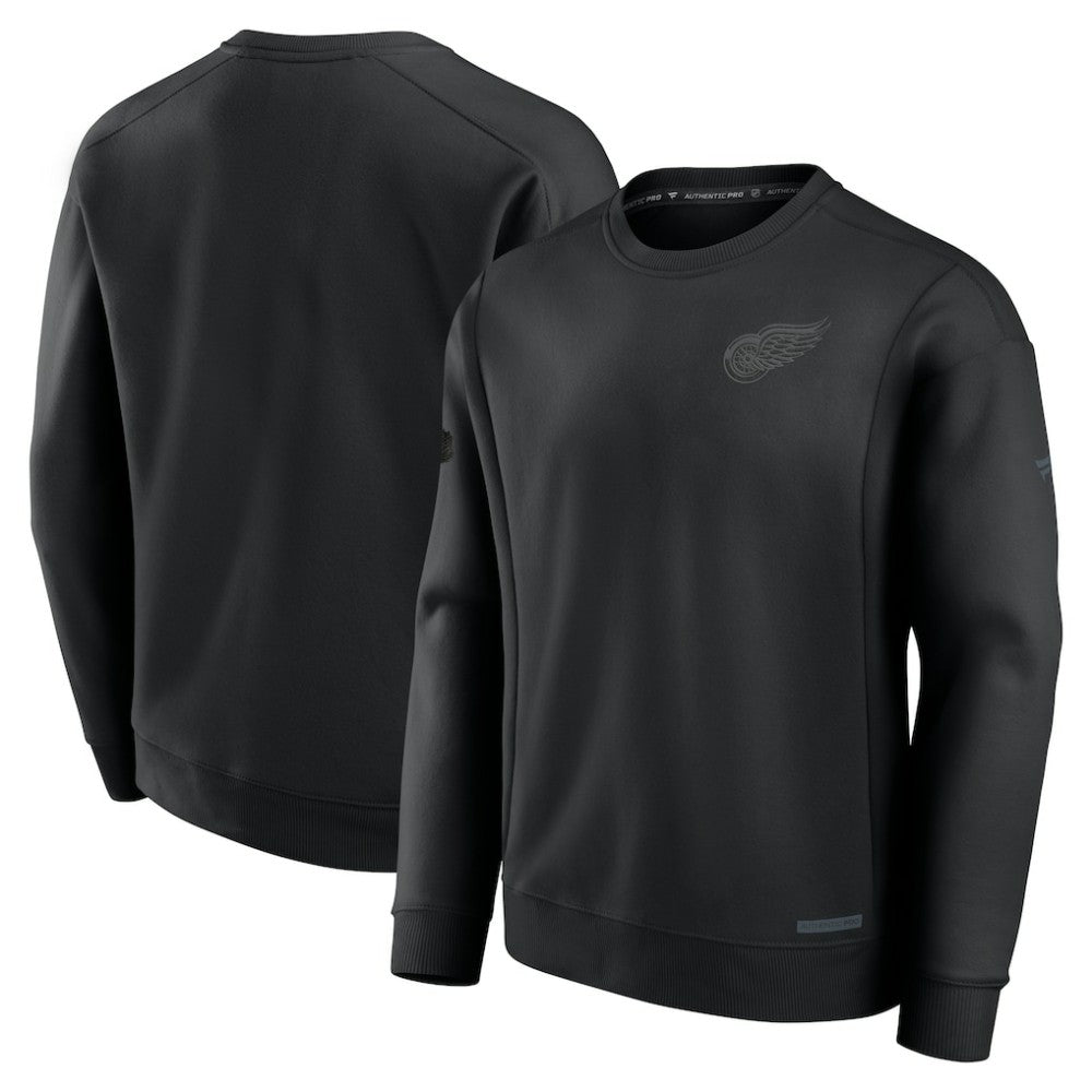 NHL Detroit Red Wings Fanatics Authentic Pro Road Fleece Pullover Sweatshirt - Black