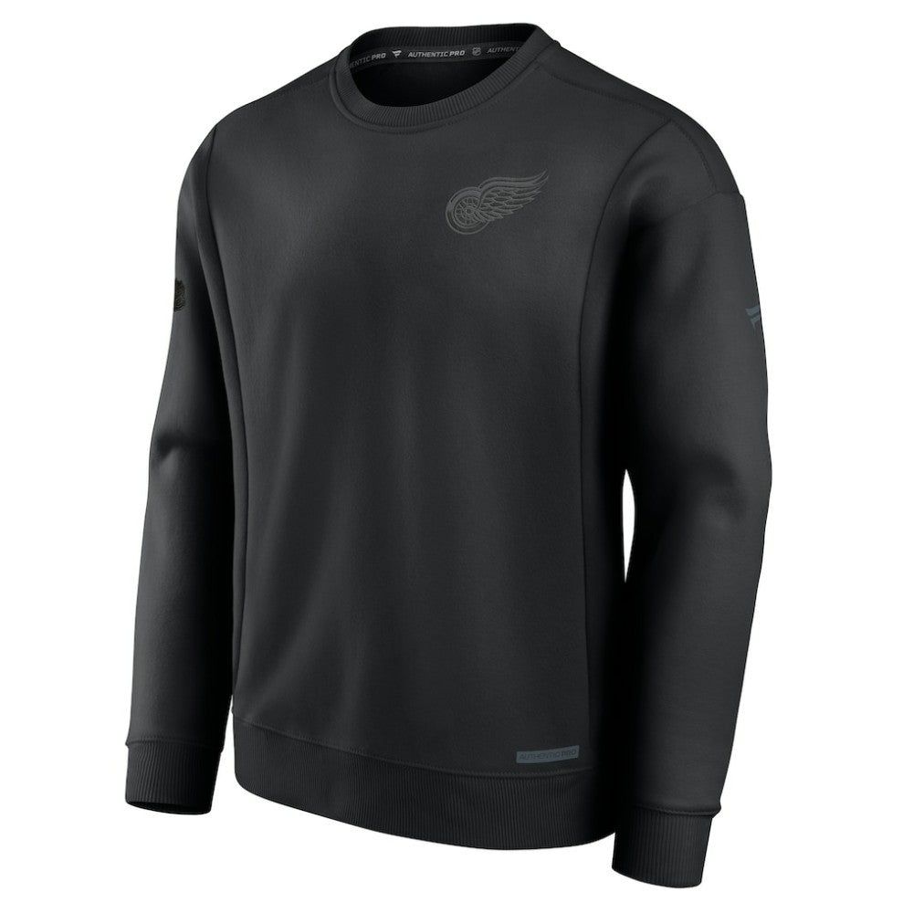 NHL Detroit Red Wings Fanatics Authentic Pro Road Fleece Pullover Sweatshirt - Black