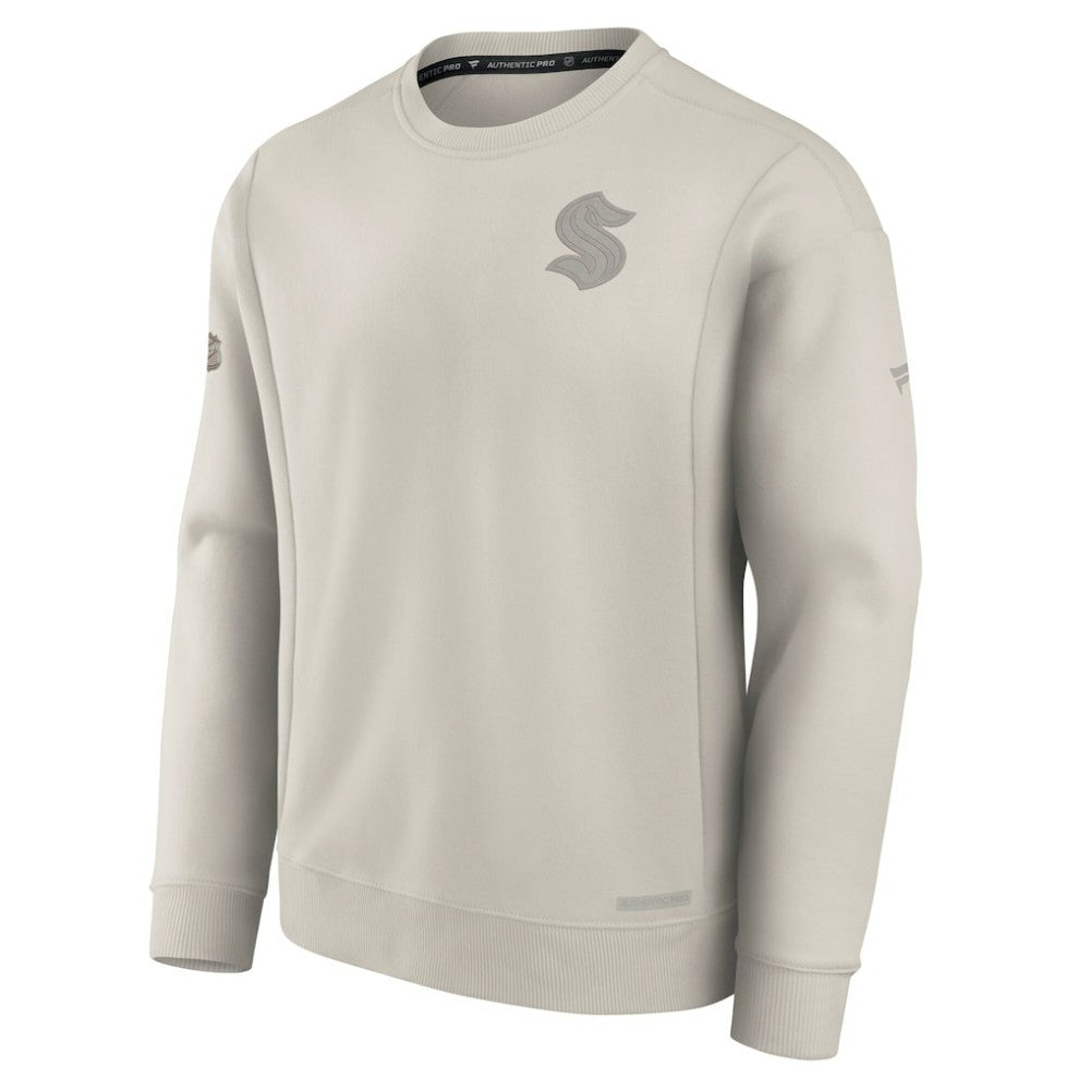 NHL Seattle Kraken Fanatics Authentic Pro Road Fleece Pullover Sweatshirt - Cream