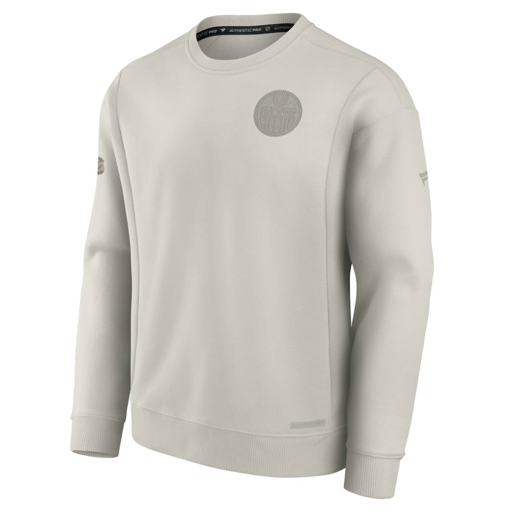 NHL Edmonton Oilers Fanatics Authentic Pro Road Fleece Pullover Sweatshirt - Cream
