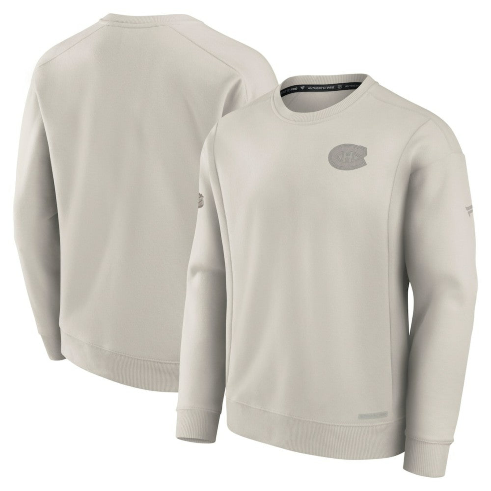 NHL Montreal Canadiens Fanatics Authentic Pro Road Fleece Pullover Sweatshirt - Cream