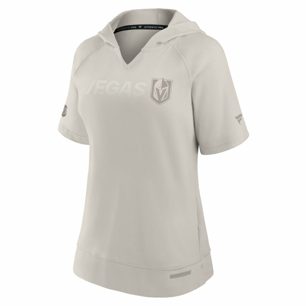 NHL Vegas Golden Knights Fanatics Women's Authentic Pro Road Fashion V-Neck Hoodie T-Shirt - Cream